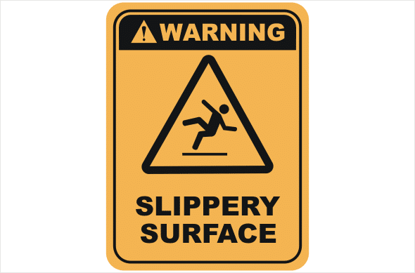 Slippery surfaces warning sign