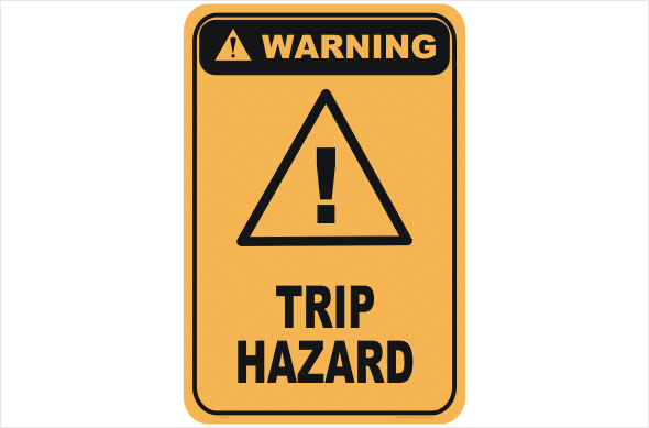 Trip hazard warning sign