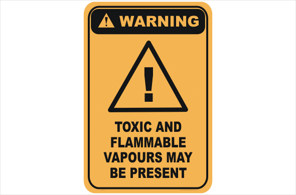 Toxic and Flammable Vapours warning sign