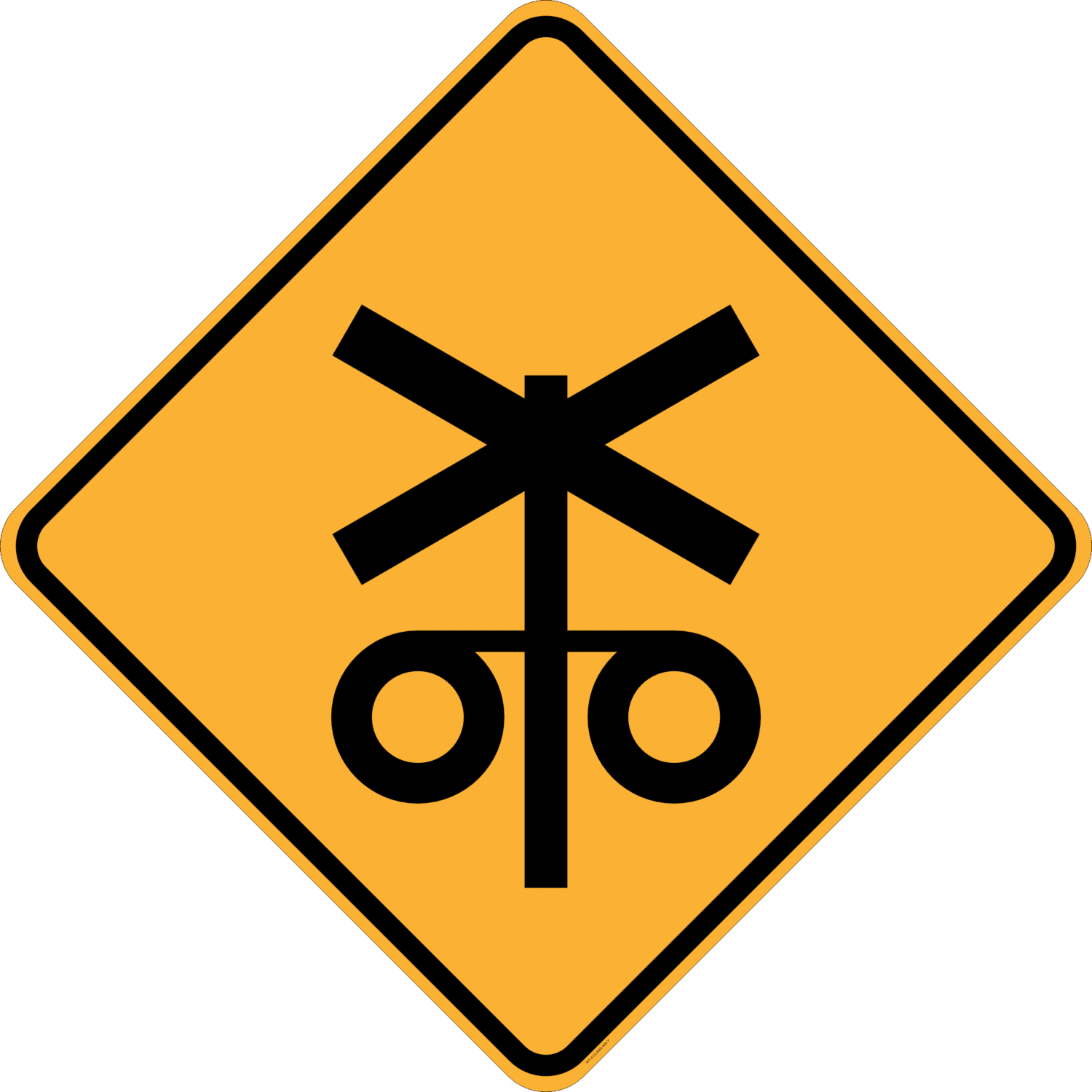 W7-4 Rail Crossing Flashing Signals Ahead (symbolic)