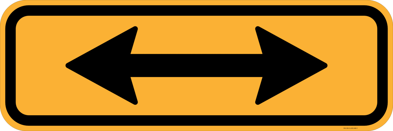 W8-23 Crossing Arrows (Double Ended Arrow) (Supplementary Sign)