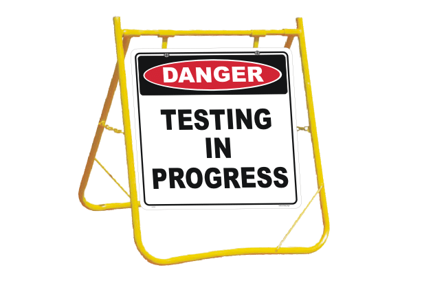 Testing in Progress sign with stand A40254