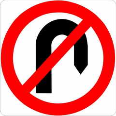 No U Turn Sign